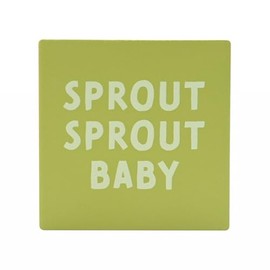The Seasonal Gift Co - 'Sprout Sprout Baby' Green Square Ceramic Coaster - 10cm x 10cm - Whimsical Christmas Gifting & Homeware Present for Tea, Coffee & Holiday Festive Drinking - Xmas Homeware.