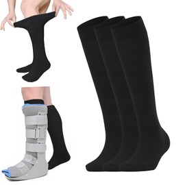 Seamless Capture Boot Socks for Walking Boots, Orthopaedic Replacement Stockings, Breathable Medical Tube Socks for Air Cam Walkers and Fracture Boot Casts, Men and Women, black 3