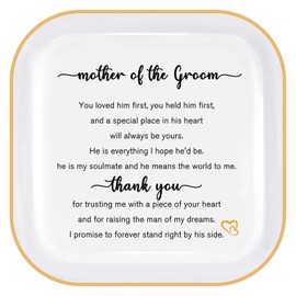 Mother of The Groom Gifts from Bride - Wedding Gifts for Mother in Law - Ceramic Jewelry Holder Ring Dish Trinket Tray - Thank You for Raising The Man of My Dreams