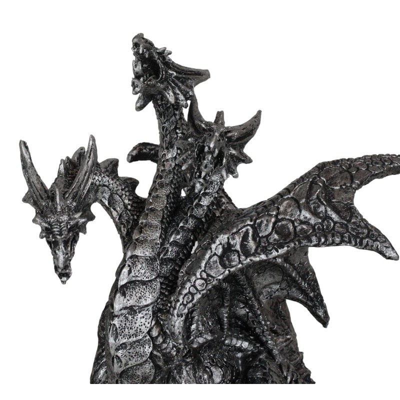 Ebros Ancient Legendary Three Headed Dragon Hydra Roaring Statue 8"