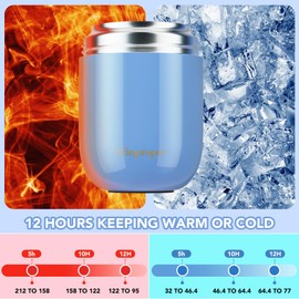 16OZ Food Thermos for Hot Food, Airtight Insulated Food Jar for Adult & Kids, Stainless Steel Vacuum Soup Thermos Lunch Container, Kids Lunch Thermos with Spoon, School, Office, Picnic Outdoor, Purple