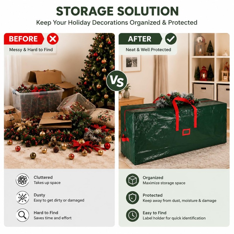 Hillylolly Christmas Tree Bag, Green Storage Bag for Christmas Tree,