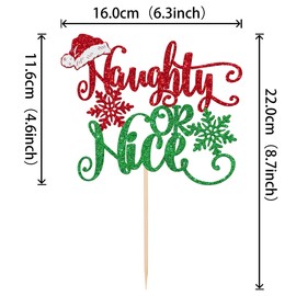 25 adornos para cupcakes traviesos o bonitos con purpurina, para decoración de tartas, sombrero de Papá Noel, copo de nieve, Navidad, para decoración de pasteles, decoración de cumpleaños