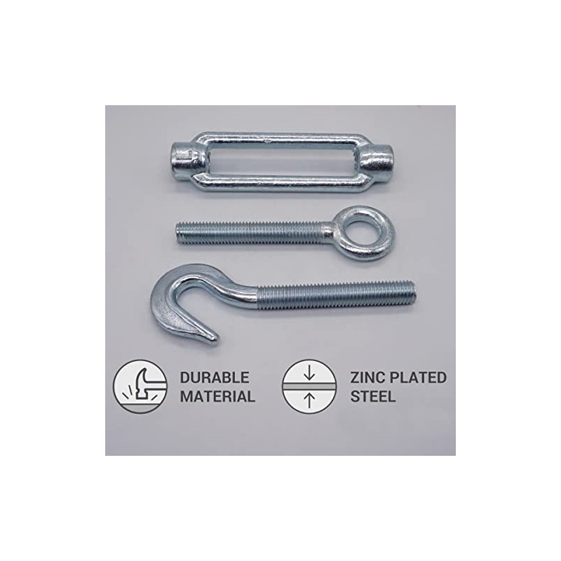 (Pack of 2) Turnbuckle Wire Tensioner M12 Adjustable Turnbuckles Hook