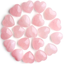 GUJOXILA Rose Quartz Heart Made of Stone Natural Stones Healing Crystals Gemstones Polished Hand Carved Meditation Chakra Reiki Energy Balancing Lucky Gift 20 mm Pack of 20