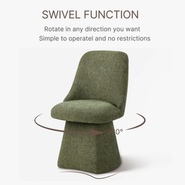 KISLOT Swivel Dining Chair Mid Century Modern DeskChair High Back Upholstered Linen Fabric SideChair for Kitchen Diningroom Bedroom,Moss Green,1 Box