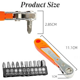 1/4" Drive Magnetic Ratcheting Screwdriver Set with PH2 Right-Angle Bit - High-Torque Offset Design & Reversible Mechanism for Precision Mechanical Work