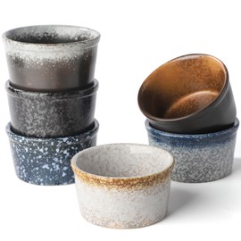 Ramekins 4 oz Ramekins Set of 6 Ceramic Ramekin Oven Safe Dipping Bowls Small Ceramic Bowls for Baking, Souffle, Ice Cream (Set of 6 color)