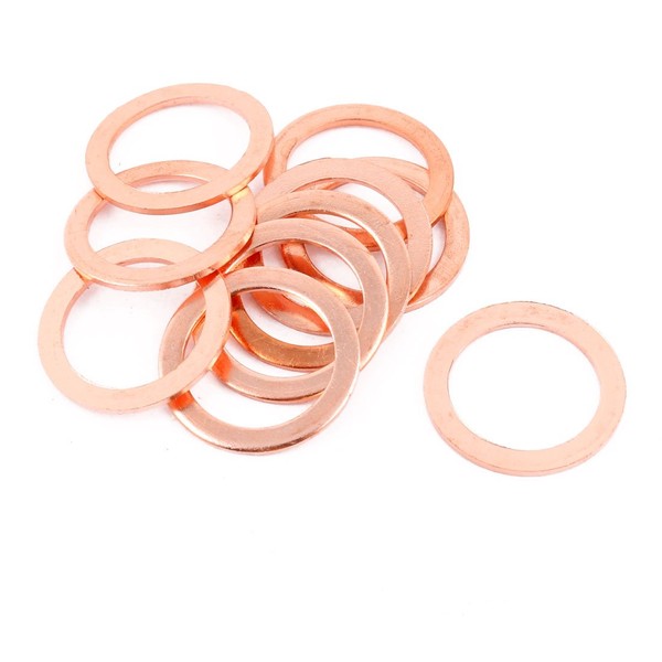 sourcingmap 10pcs 30mm x 22mm x 2mm Flat Ring Copper