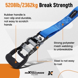 maXpeedingrods Heavy Duty Ratchet Straps 1.6 Inch x 8 FT Tie Down Strap 5208lbs Luggage Straps with S Hooks & Soft Loops for Towing Motorcycles ATVs UTVs Jet Skis Golf Carts 4 Pack