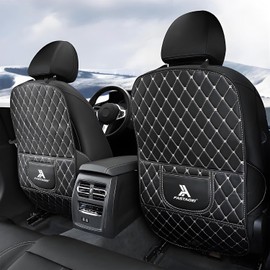 Juego de 2 alfombrillas universales para asiento trasero con bolsillos de almacenamiento, protector de piel premium para asiento de coche, impermeable, resistente a los arañazos, fácil de