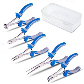 SPEEDWOX Wire Cutting Pliers Set with Case Mini Pliers Professional End Nipper Wire Cutters Diagonal Long Nose Needle Nose Flat Pliers 5 Pcs Hand Repair Tools