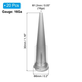 PATIKIL 16Ga Tapered Tip Dispensing Needle, 20Pcs Plastic Needle Tube Blunt Tips with Luer Lock for Glue Oil Applicator, Gray