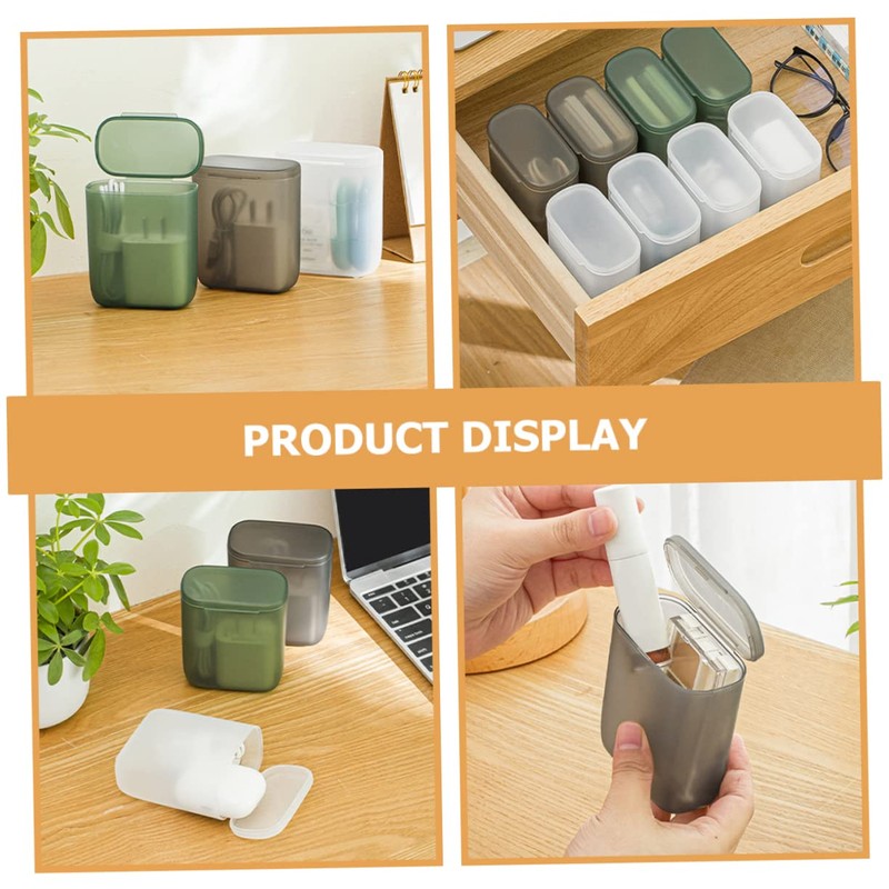 KOMBIUDA 3Pcs Small Plastic Storage Boxes with Lid Organizer for
