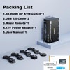 2HDMI+Displayport KVM Switch 3 Monitors 2 Computers 8K@60Hz 4K@144Hz,KVM Swtiches