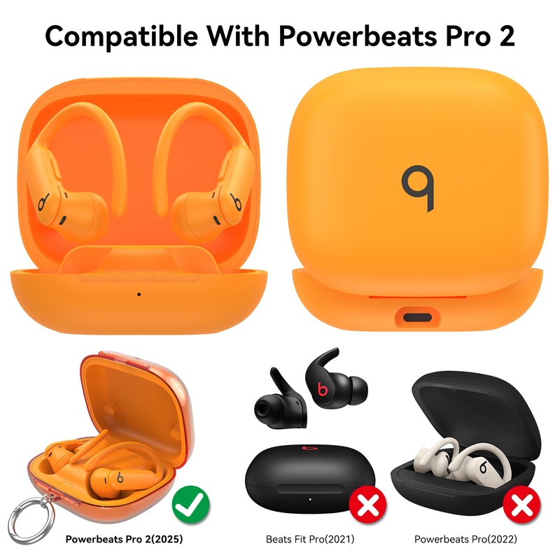 TPU Case for Beats Powerbeats Pro 2 with Keychain,Anti-Lost &