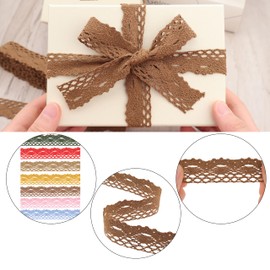 Brown Lace Ribbon Cotton Lace Trim Crochet Sewing Lace for Gift Package Wrapping, Scrapbooking Supplies