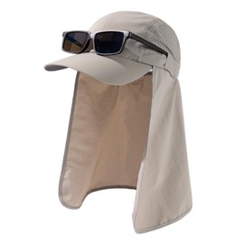 TOP-EX XL/XXL Men's Baseball Cap with Removable Neck Flap, UV Protection, Sun Hats, Women, Foldable Summer Hats, Safari, Hiking, Outdoor Hat, Breathable, 96554_Light Grey, L