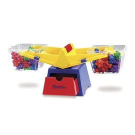 Explore volume and compare solids and liquids with this sturdy bucket balance, including weights and counters