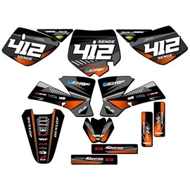 2002-2008 SX 50 SURGE Black Senge Graphics Complete Kit With Rider I.D. Compatible with KTM