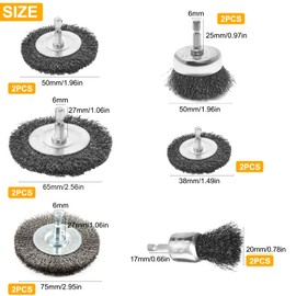 12-Piece Wire Brush Drill Set with Hexagonal Rod for Cordless Screwdriver, for Polishing, Grinding, Rust Removal and Deburring - High-Quality Stainless Steel Material, Durable and Efficient