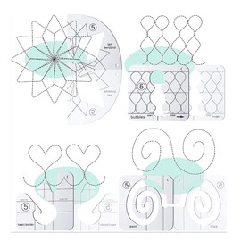 Asotagi Quilting Templates Sewing Machine Ruler Acrylic DIY Sewing Tools Hand Patchwork Ruler Multifunctional Free Motion Quilting Handle Template Rulers Embossing Shapes 11 Pieces