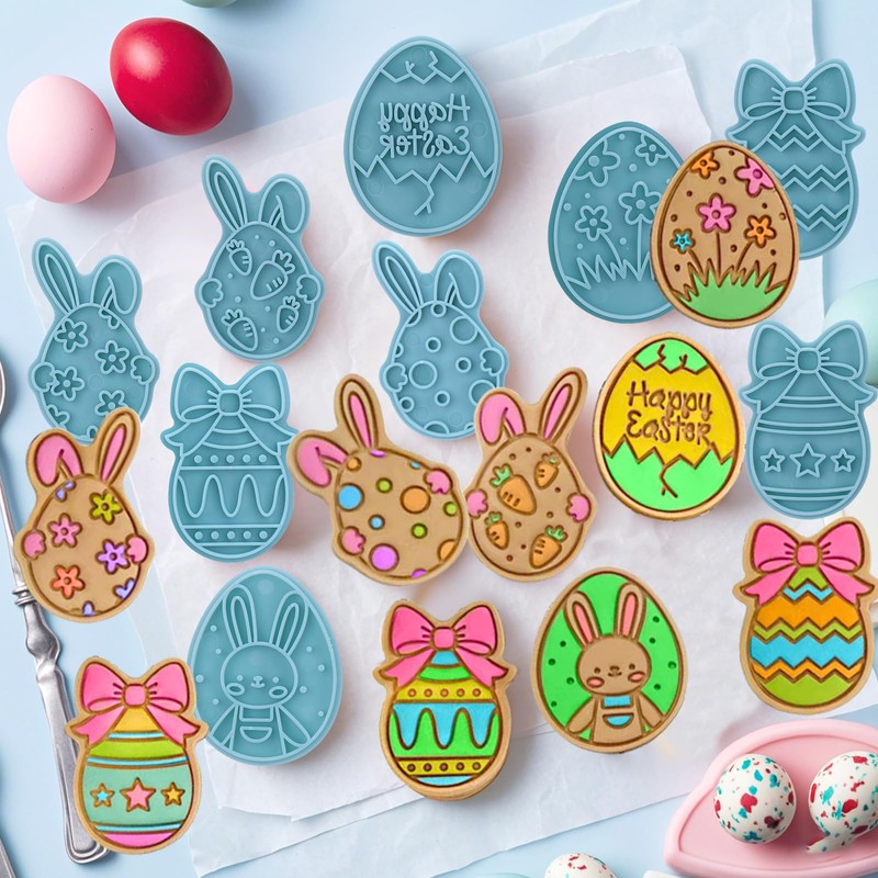 9 Pcs Easter Cookie Cutters Set, 3D Bunny Egg Shape