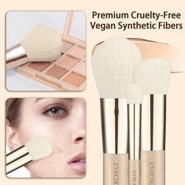 Juego de brochas de maquillaje de viaje, 15 brochas de maquillaje pequeñas y 2 borlas para base, polvos, sombras de ojos, iluminadores, contornos, rubores y correctores, juego de brochas de (tono de piel)