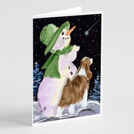 Caroline's Treasures SS8949GCA7P Snowman with English Springer Spaniel Greeting Cards and Envelopes Pack of 8 Blank Cards with Envelopes Whimsical A7 Size 5x7 Blank Note Cards
