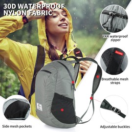 Naturehike Ultralight Foldable Waterproof Backpack by 30D Nylon Fabric Dry Bag for Hiking Camping Outdoor Travel Grey