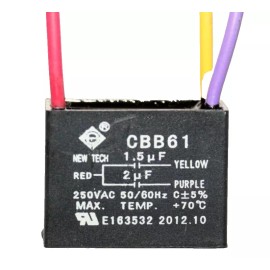 New Tech CEILING FAN CAPACITOR CBB61 1.5uf+2uf 3 WIRE 250V