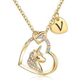 26-Letter Unicorn Necklace Pendant Sweet And Romantic Niche Design INS Style Holiday Gift For GirlsColor: TP-03222-01