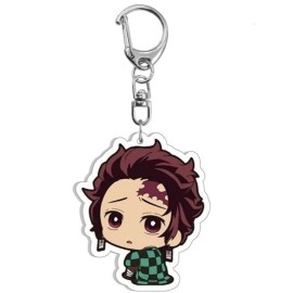 Unbranded Demon Slayer Kimetsu no Yaiba TANJIRO Anime Chibi Mascot Acrylic Keychain Charm