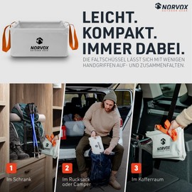 NORVOX Folding Bowl Camping – 20 L – Foldable Bowl – Universal as Outdoor Washing Bowl, Washing Bowl, Washing Up Bowl or as a Foldable Bucket