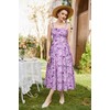 Belle Poque Women Chiffon Purple Floral Dresses for Spring Summer