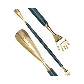 Shoe Horn Elegance with Brass Eagle Head and Durable Ash Wood Handle, Leather Wrist Loop, Sturdy Blue Stained Natural Wood Grain, Perfect for Men and Women