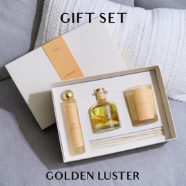 Golden Luster Gift Box | Candle, Room Spray & Reed Diffuser | Orange, Cedarwood & Clove | Luxurious Home Fragrance Set | Ready for Gifting