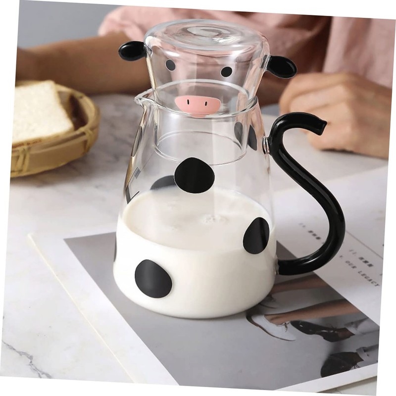 FUNOMOCYA Cute Cow Pitcher Set l Cold Water Bottle Fridge