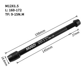 Sanmum Bicycle Roller Trainer Thru Axle Aluminum Alloy M12 Thru Axle Adapter Bicycle Thru Axle Adapter for Indoor Road Bike Mountain Bike (M12x1.5 160-172mm)