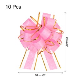 MECCANIXITY 10pcs 6 Inch Large Pull Bow Gift Wrapping Bows Ribbon Organza Pink for Wedding Baskets Presents Christmas Valentine's Day Party