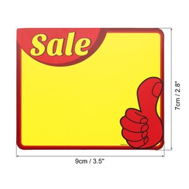 MECCANIXITY Square [Sale] with Thumb Signs Price Tags Star Pricing Labels 3.5 x 2.8 Inch Red Border Yellow Color for Retail Sales Pricing 50 Pcs