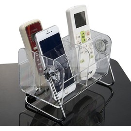 Voarge Remote Control Holder Organiser, 6 Slots Transparent Acrylic Remote Control Holder Box, TV Air Conditioning Remote Control Holder Storage Box Table Holder Storage Box