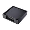 Dacasso Black Leatherette 4 Square Holder Coaster Set