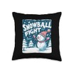 Fun Winter with Snowball Fights and Snowmen Throw Pillow