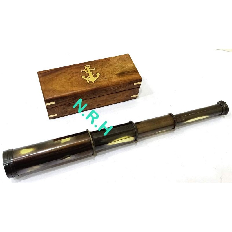 Beatiful Vintage Handcrafte Nautical Telescope Brass/Wood Spyglass Telescope With Rosewood