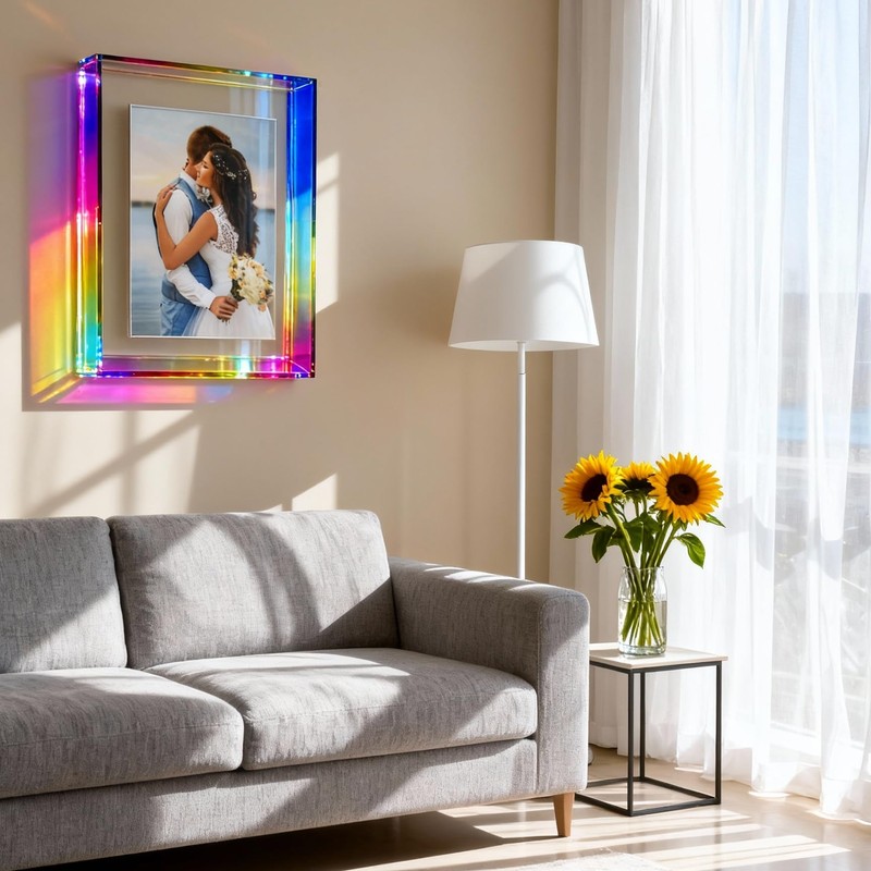 Mutellstory 8x10 Acrylic Picture Frame Neon Floating Photo Frame for