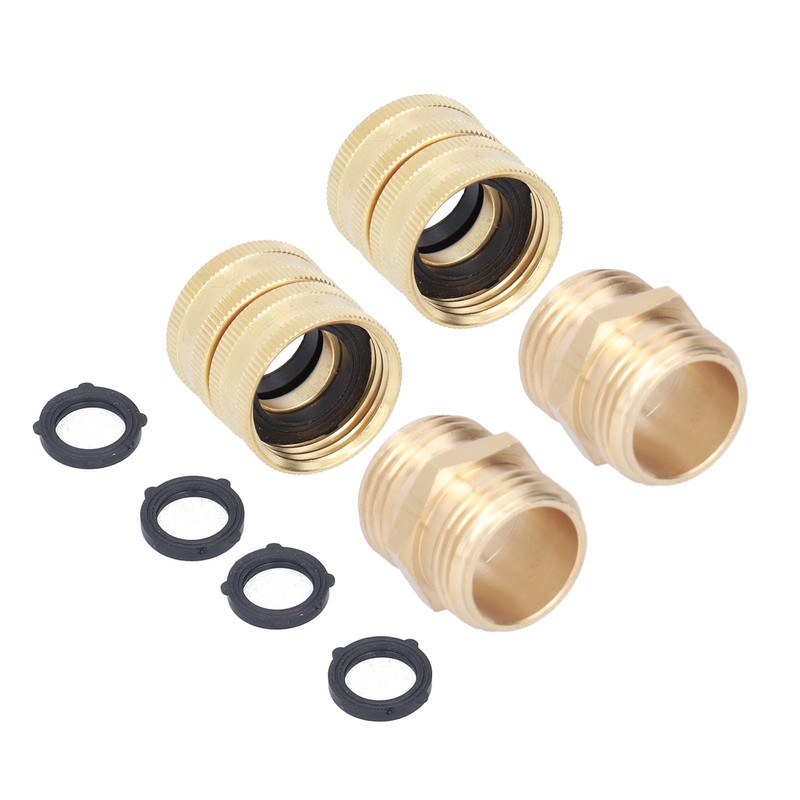 2Pairs 3/4in Brass Hose Adapter 2 Way Hose Adapter Durable