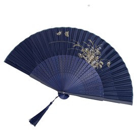 GFM® Exquisite Hand Painted Bamboo Silk Handheld Folding Japanese Design Hand Fan Fans for Summer, Wedding-F10-Butterflies-(FLSLK-EX-A) (FLSLK-F10-22)