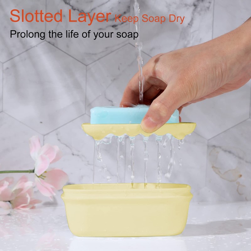 Quatish 2 Pack Travel Soap Container, Portable Soap Holder with