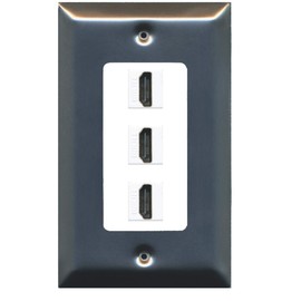RiteAV - 3 Port HDMI 2.0 Decorative Wall Plate - Brushed Nickel/White